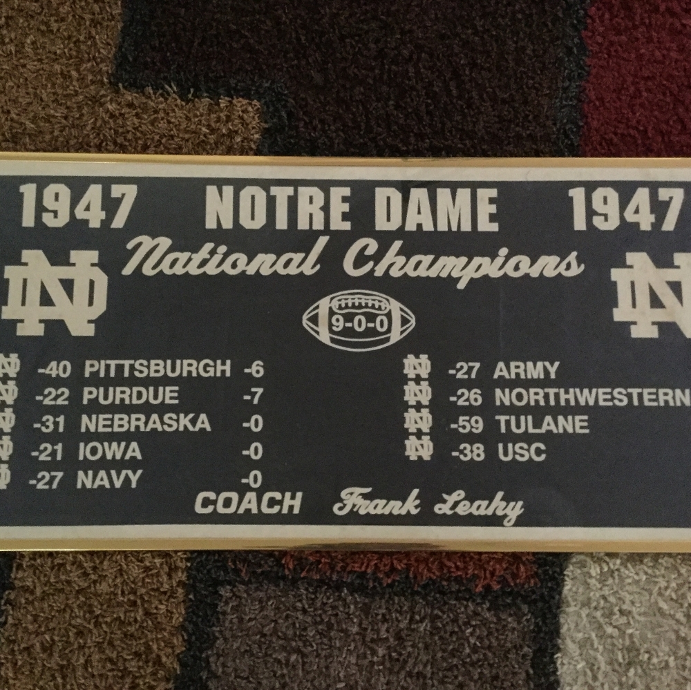 Vintage Notre Dame national championship banner